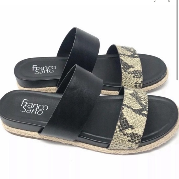 Franco Sarto Shoes - Franco Sarto Women's Babs Slide Snakeskin Two strap slip on sandals